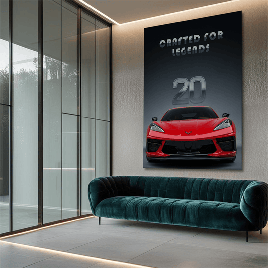 Chevrolet Corvette C8 Red Sports Car Canvas Wall Art – Modern Muscle Car Décor