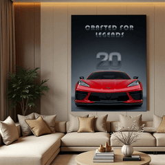 Chevrolet Corvette C8 Red Sports Car Canvas Wall Art – Modern Muscle Car Décor