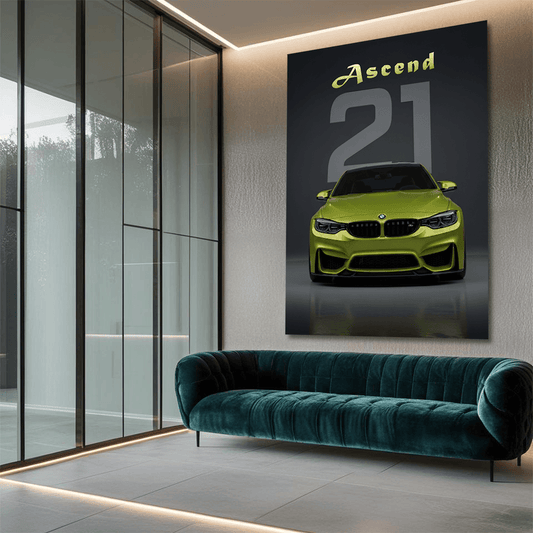 BMW M4 Green Sports Car Canvas Wall Art – Modern Luxury Automotive Décor
