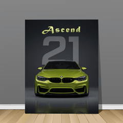 BMW M4 Green Sports Car Canvas Wall Art – Modern Luxury Automotive Décor