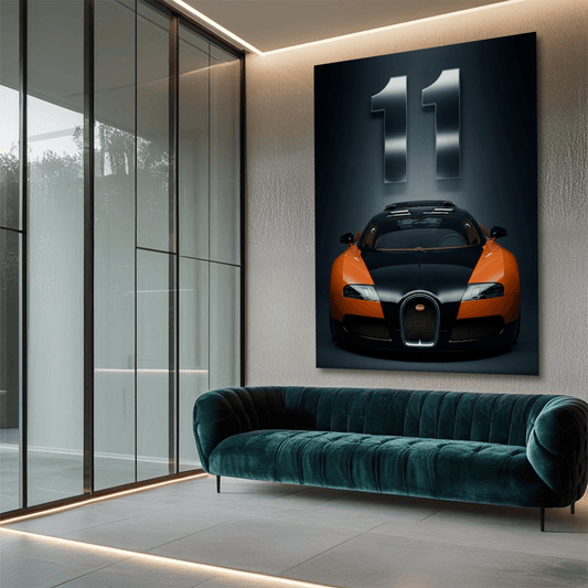 Bugatti Veyron Black and Orange Supercar Canvas Wall Art – Luxury Hypercar Décor