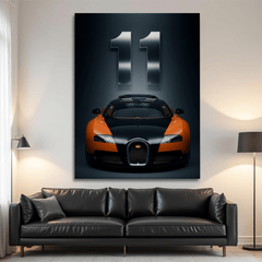 Bugatti Veyron Black and Orange Supercar Canvas Wall Art – Luxury Hypercar Décor