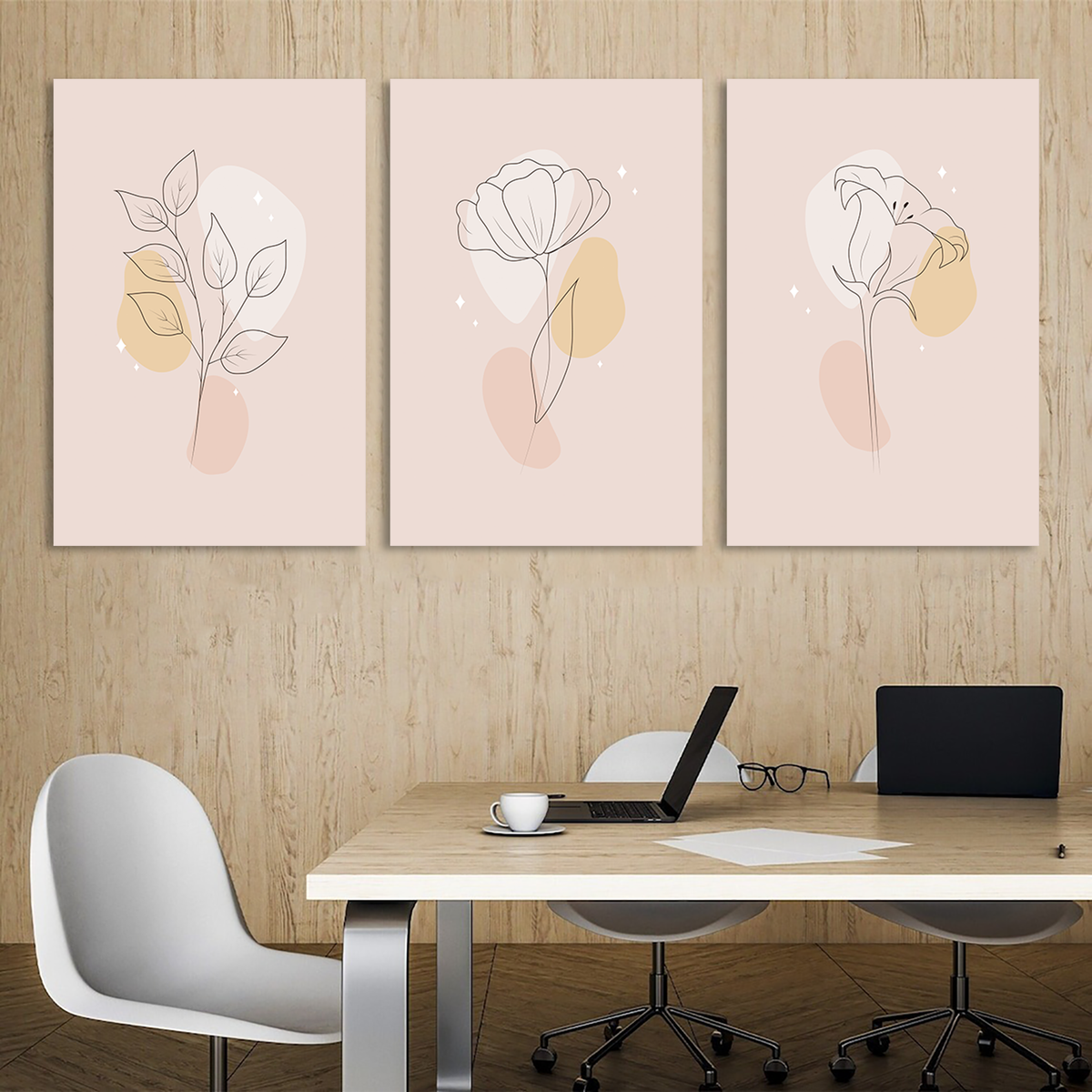 Refined Floral Minimalist Canvas Wall Art Prints