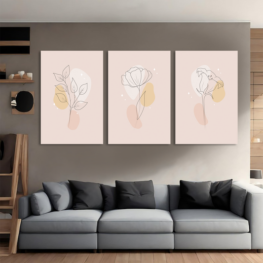 Refined Floral Minimalist Canvas Wall Art Prints