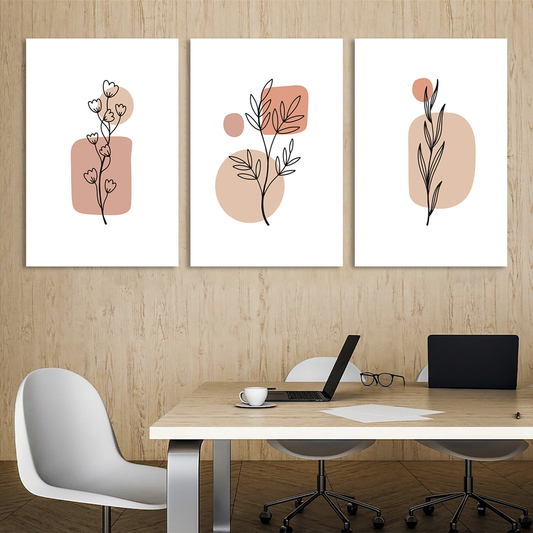 Modern Floral Minimalist Canvas Wall Art Prints