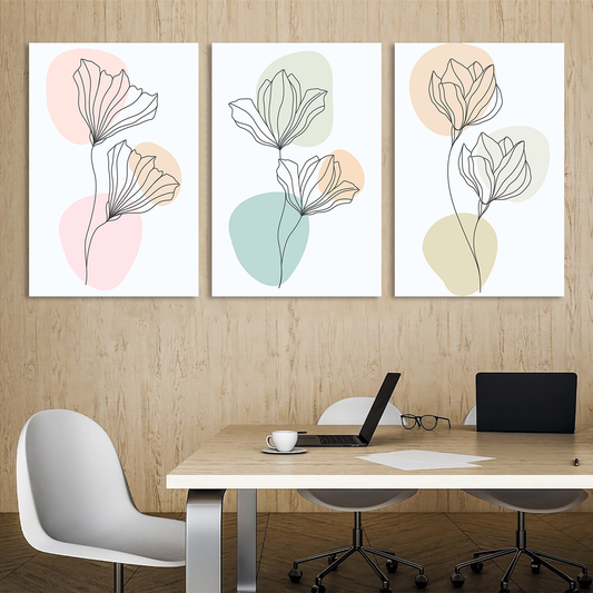 Modern Chic Floral Minimalist Canvas Wall Art Prints