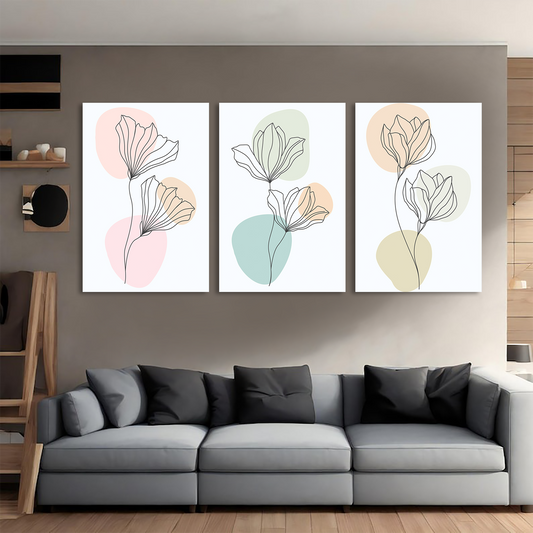 Modern Chic Floral Minimalist Canvas Wall Art Prints