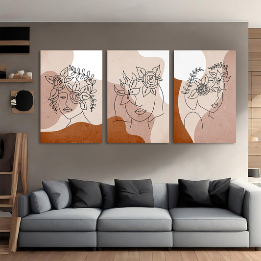 Contemporary Floral Minimalist Canvas Wall Art Prints