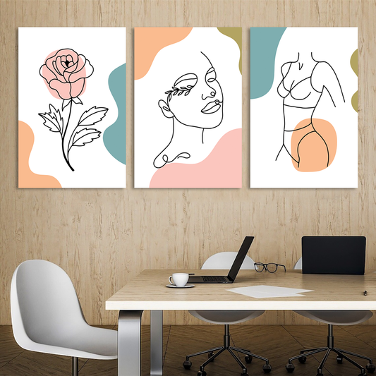 Stylish Floral Minimalist Canvas Wall Art Prints