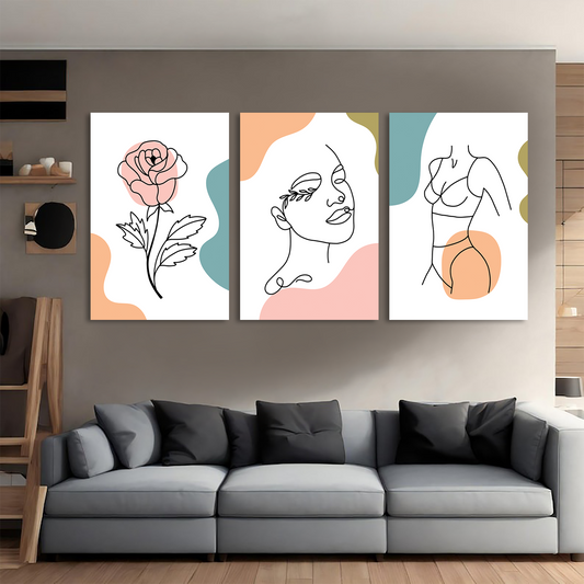 Stylish Floral Minimalist Canvas Wall Art Prints