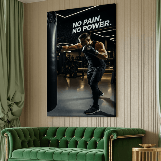 No Pain No Power Motivational Canvas Wall Art Print