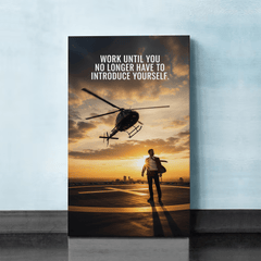 Work Until You No Longer Have to Introduce Yourself Motivational Canvas Wall Art Print