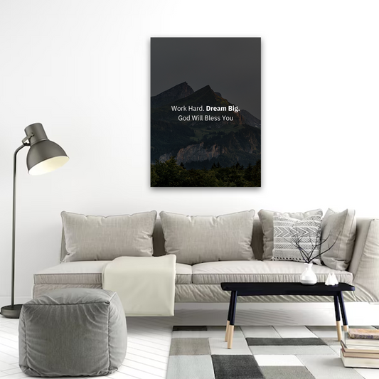 Work Hard Dream Big Motivational Canvas Wall Art – Inspirational Quote Print for Home & Office Decor
