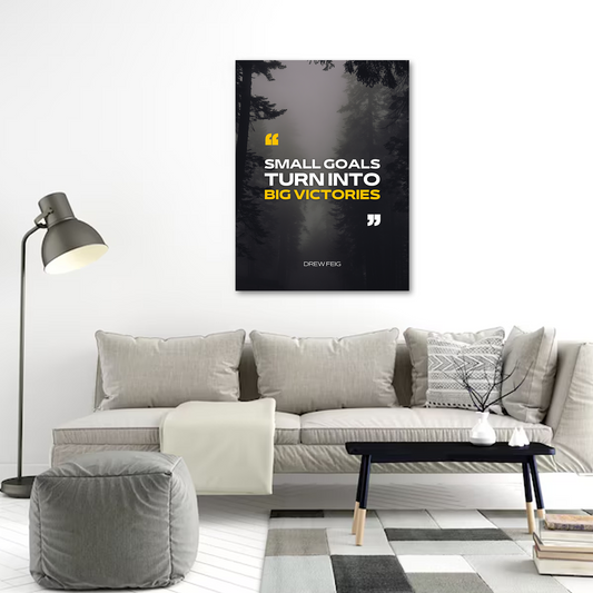Small Goals Big Victories Motivational Canvas Wall Art – Inspirational Quote Print for Home & Office