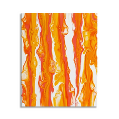 Molten Sunrise — Abstract Orange & Coral Fluid Art Canvas Wall Print