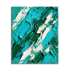 Emerald Tide — Textured Teal & Green Palette Knife Abstract Canvas Wall Print