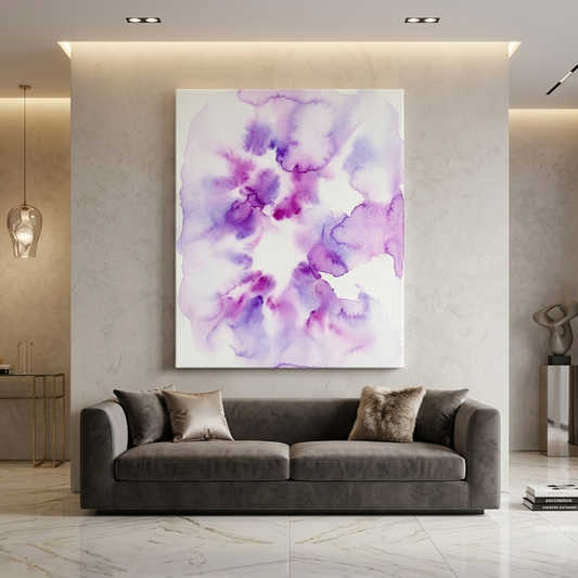 Lavender Bloom — Soft Purple & Lilac Watercolor Abstract Canvas Wall Print