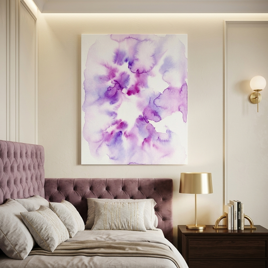 Lavender Bloom — Soft Purple & Lilac Watercolor Abstract Canvas Wall Print