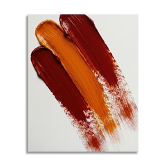 Crimson Stroke — Bold Red & Orange Minimalist Brushstroke Abstract Canvas Wall Print