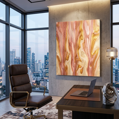 Rose Gold Reverie — Luxe Pink & Gold Marble Fluid Art Abstract Canvas Wall Print