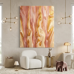 Rose Gold Reverie — Luxe Pink & Gold Marble Fluid Art Abstract Canvas Wall Print