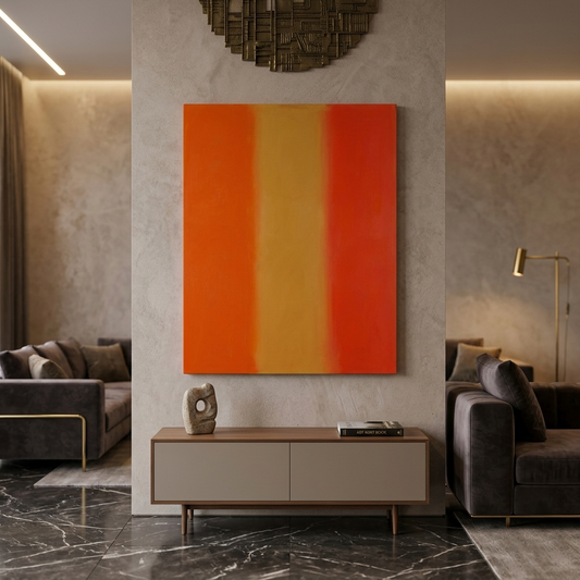 Sunset Spectrum — Bold Orange, Yellow & Red Color Block Abstract Canvas Wall Print