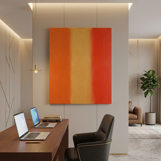 Sunset Spectrum — Bold Orange, Yellow & Red Color Block Abstract Canvas Wall Print