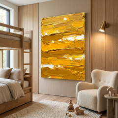 Liquid Gold — Textured Mustard & Yellow Palette Knife Abstract Canvas Wall Print
