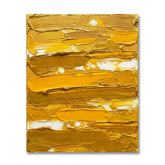 Liquid Gold — Textured Mustard & Yellow Palette Knife Abstract Canvas Wall Print