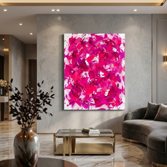 Magenta Bloom — Vibrant Pink & Fuchsia Brushstroke Abstract Canvas Wall Print
