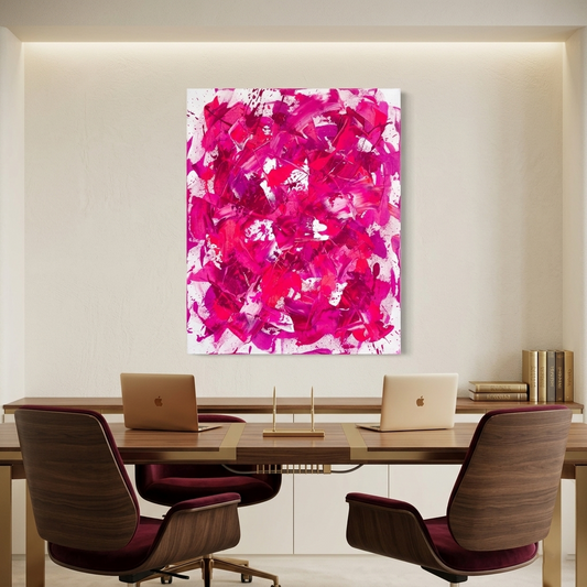 Magenta Bloom — Vibrant Pink & Fuchsia Brushstroke Abstract Canvas Wall Print