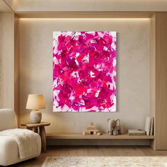 Magenta Bloom — Vibrant Pink & Fuchsia Brushstroke Abstract Canvas Wall Print