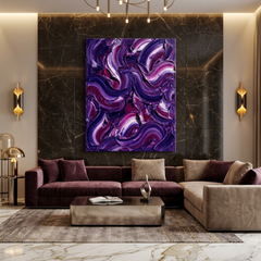Royal Velvet — Textured Purple & Magenta Swirl Palette Knife Abstract Canvas Wall Print