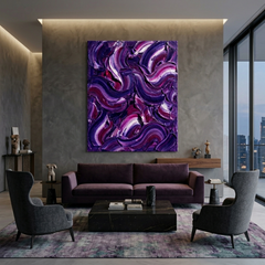 Royal Velvet — Textured Purple & Magenta Swirl Palette Knife Abstract Canvas Wall Print