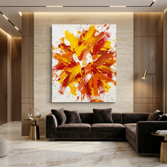 Solar Burst — Bold Red, Orange & Yellow Explosion Abstract Canvas Wall Print