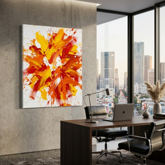 Solar Burst — Bold Red, Orange & Yellow Explosion Abstract Canvas Wall Print