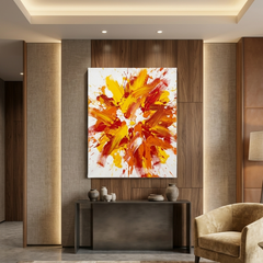 Solar Burst — Bold Red, Orange & Yellow Explosion Abstract Canvas Wall Print