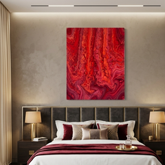 Crimson Cascade — Bold Red & Pink Fluid Art Abstract Canvas Wall Print