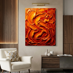 Ember Swirl — Textured Orange & Red Palette Knife Abstract Canvas Wall Print
