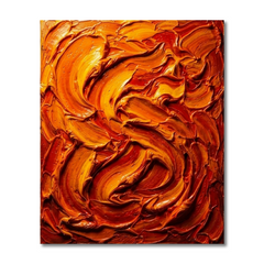 Ember Swirl — Textured Orange & Red Palette Knife Abstract Canvas Wall Print