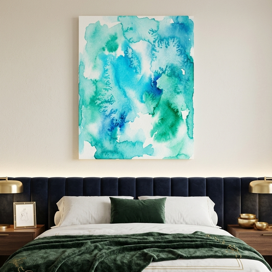 Ocean Mist — Soft Teal & Aqua Watercolor Abstract Canvas Wall Print