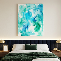 Ocean Mist — Soft Teal & Aqua Watercolor Abstract Canvas Wall Print