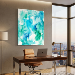 Ocean Mist — Soft Teal & Aqua Watercolor Abstract Canvas Wall Print