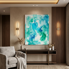 Ocean Mist — Soft Teal & Aqua Watercolor Abstract Canvas Wall Print