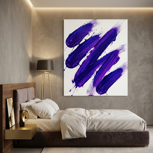 Violet Stroke — Bold Purple Minimalist Brushstroke Abstract Canvas Wall Print