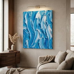 Coastal Wave — Textured Sky Blue & White Palette Knife Abstract Canvas Wall Print