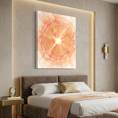 Sunlit Bloom — Soft Peach & Gold Watercolor Mandala Abstract Canvas Wall Print