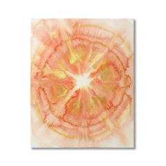 Sunlit Bloom — Soft Peach & Gold Watercolor Mandala Abstract Canvas Wall Print