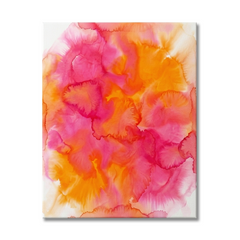 Hibiscus Glow — Vibrant Pink & Orange Watercolor Floral Abstract Canvas Wall Print