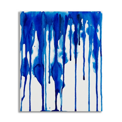 Indigo Drip — Bold Cobalt Blue Watercolor Drip Abstract Canvas Wall Print